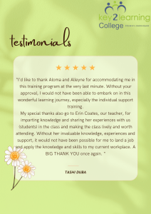 Testimonial from Tashi - click to read